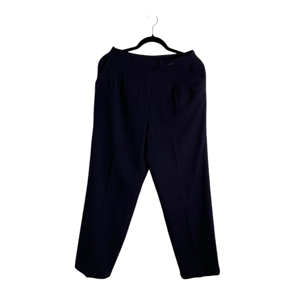 Evan Picone Women’s Vintage Size 14 Trousers 100% Wool Navy High  Dress Pants